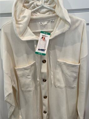 Roxy Cream Hooded Utility Button-Up Jacket
